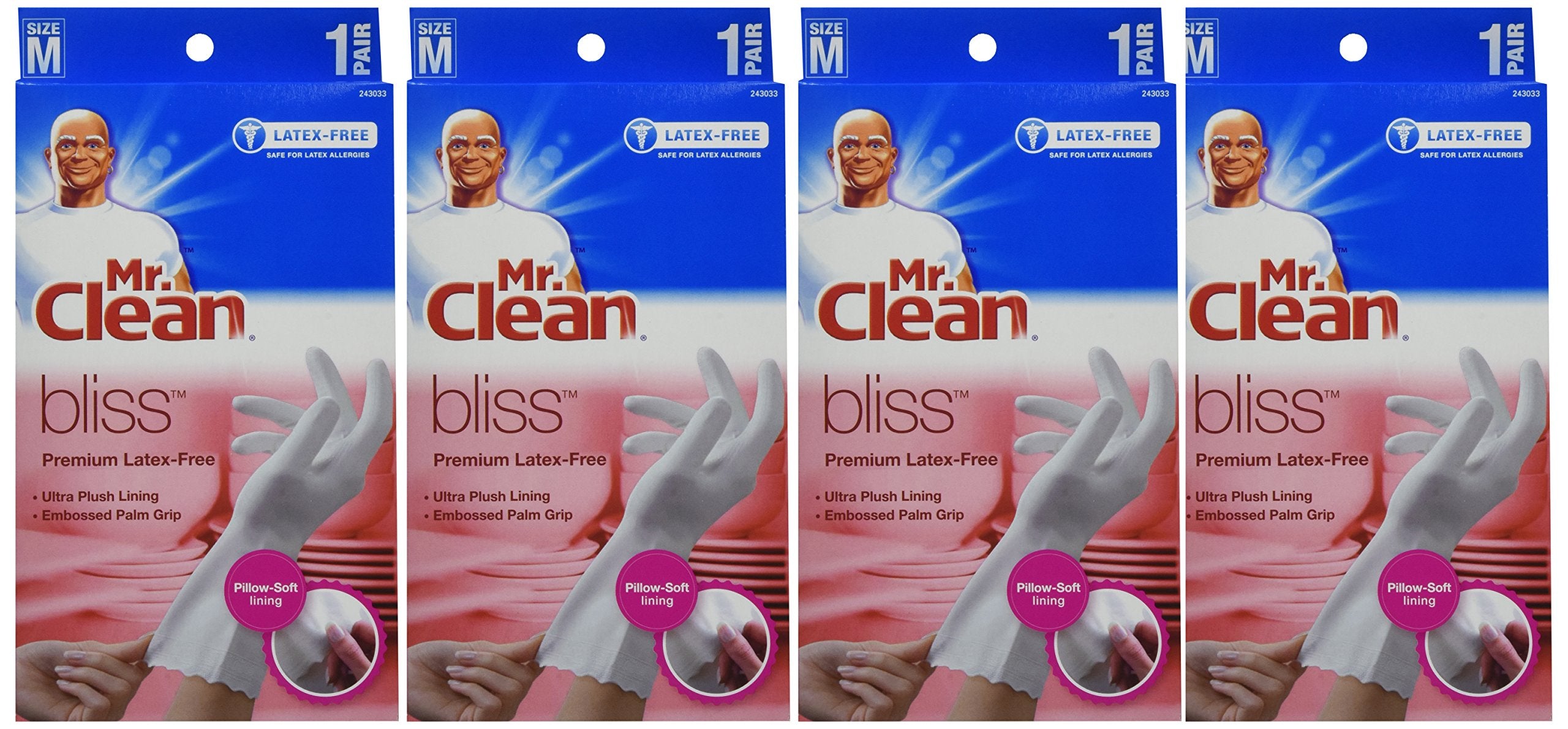 Mr. Clean guantes frontal mostrando paquete blanco y comodidad
