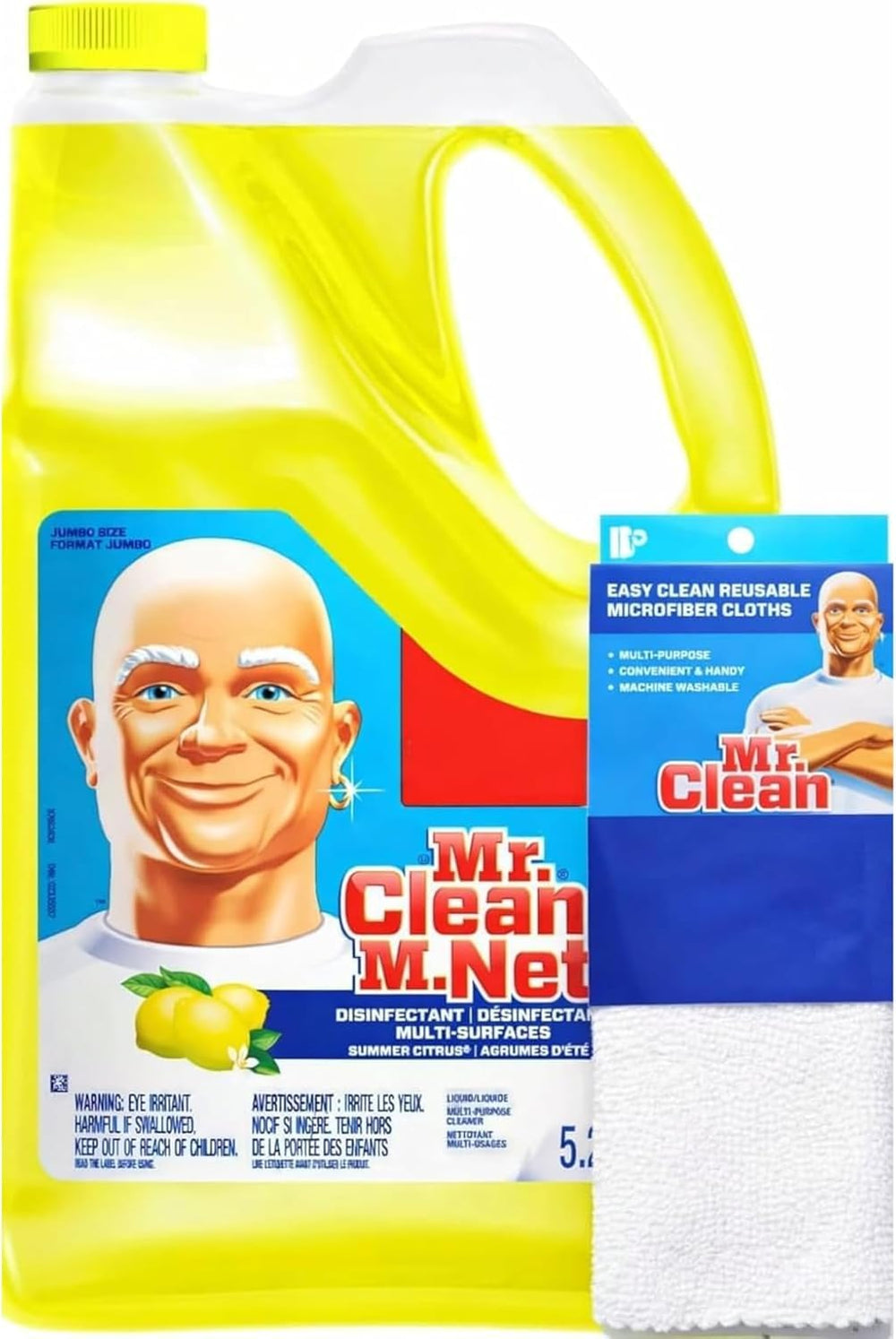 Mr. Clean bottle front view showing label and volume, promising powerful cleaning