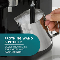 Mr. Coffee portafilter detail illustrating extra-large capacity for up to four shots