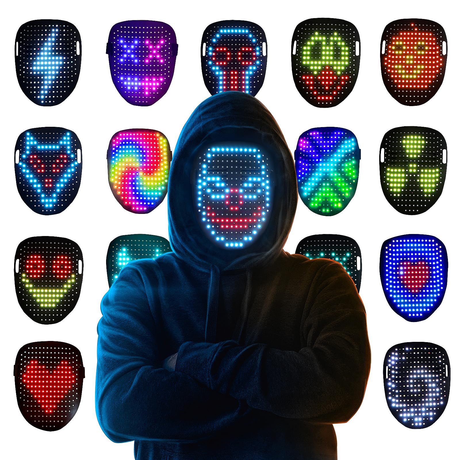 Mr.Pang front view showing full LED face and bright patterns for visibility