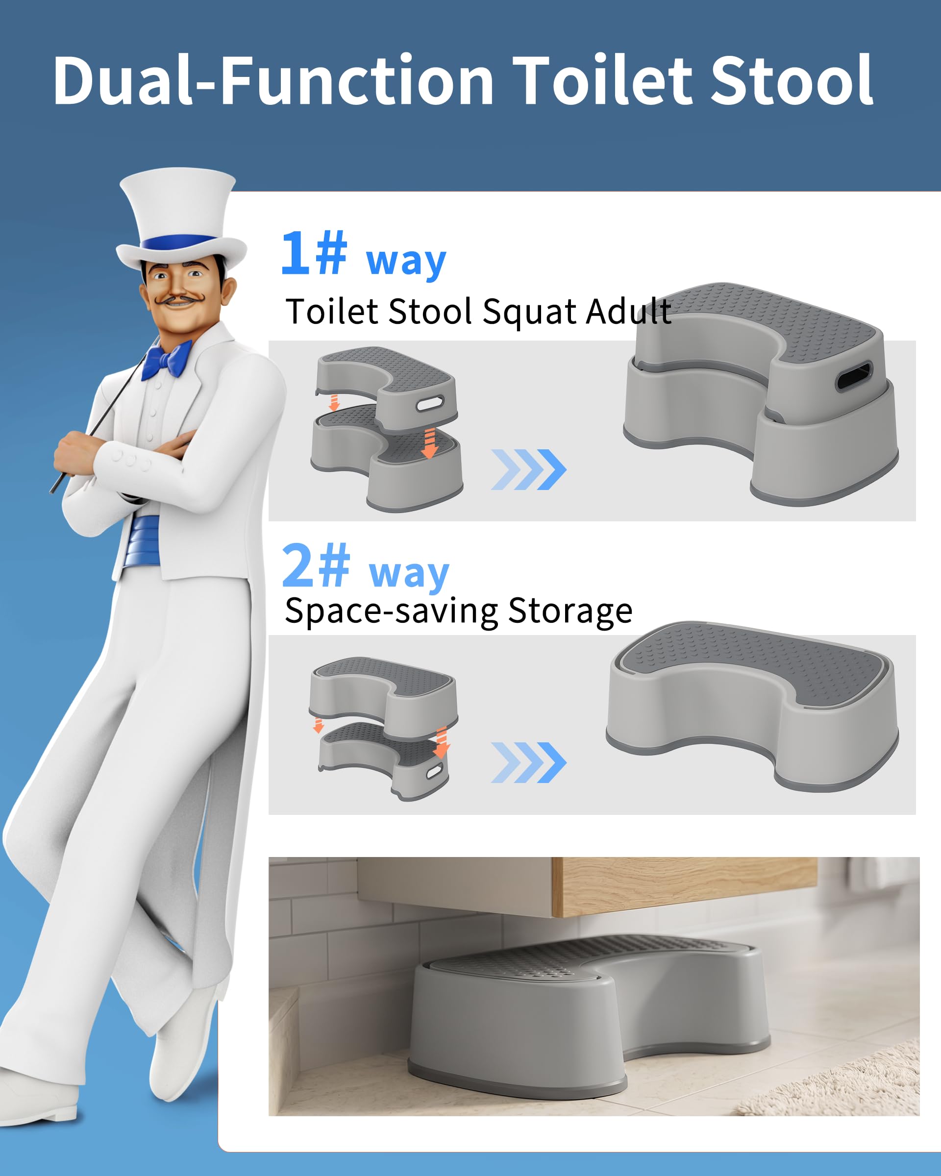 MR.SIGA banqueta anidada para almacenamiento ahorrando espacio en baño