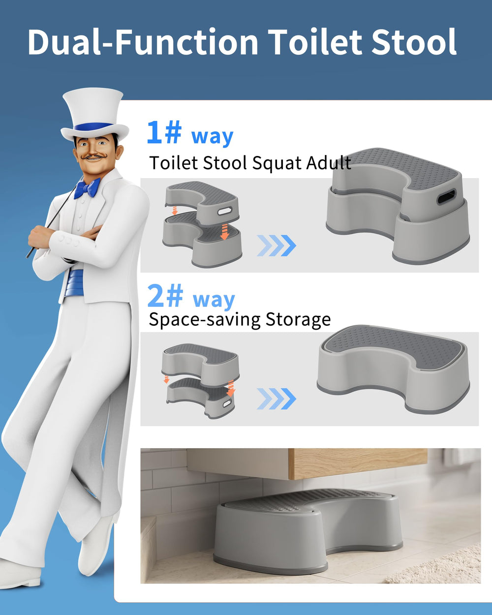 MR.SIGA banqueta anidada para almacenamiento ahorrando espacio en baño