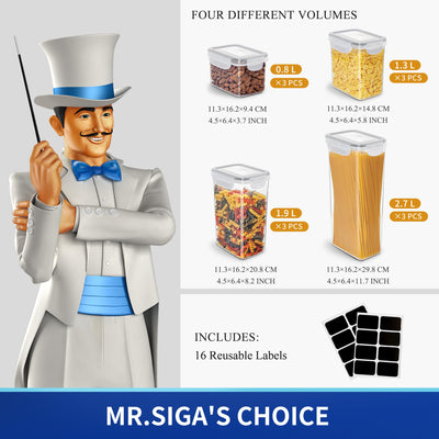 MR.SIGA four sizes displayed for quick capacity comparison and organization benefit