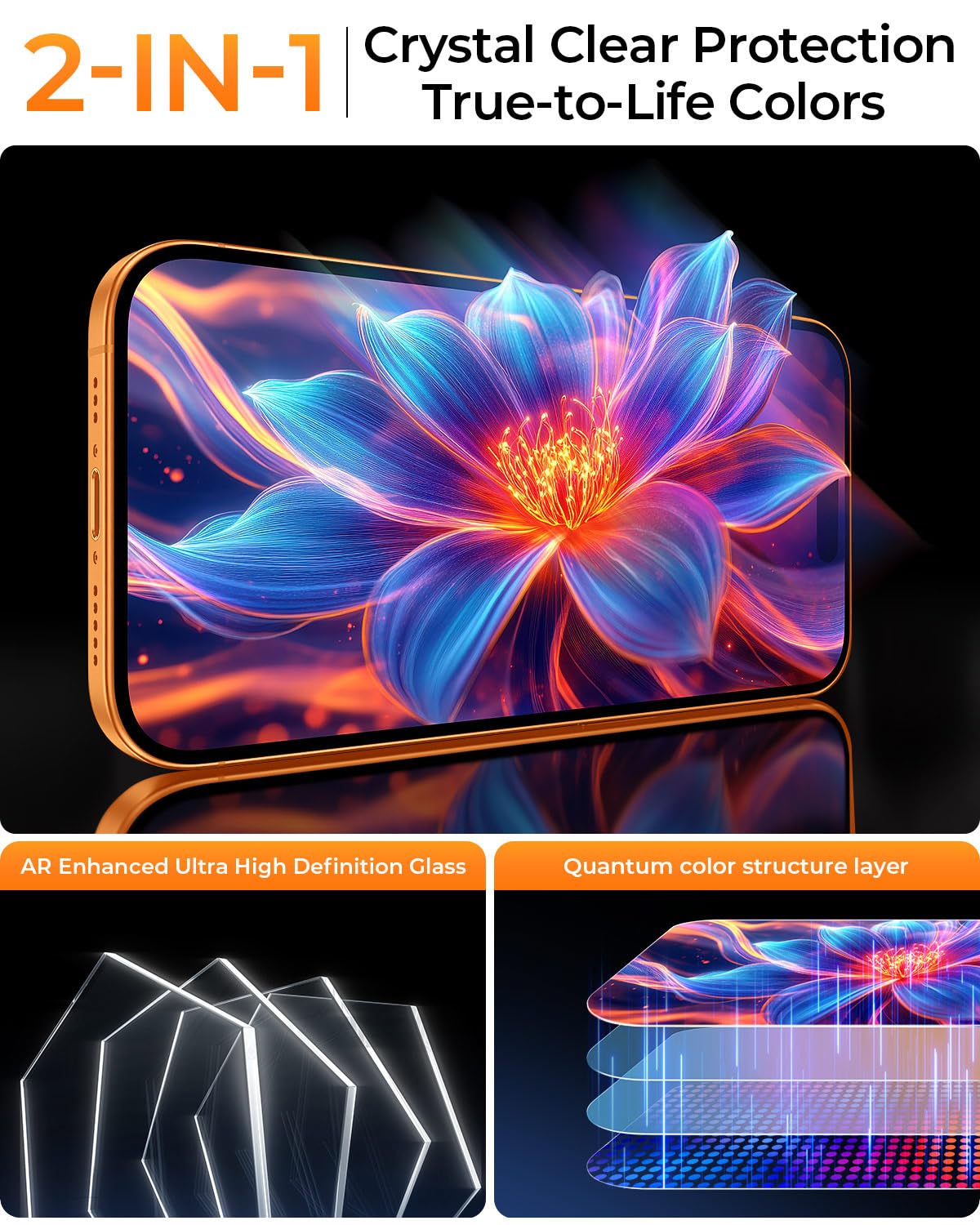 MRGLAS comparación de tamaño con iPhone 17 Pro, ajuste 1:1 exacto