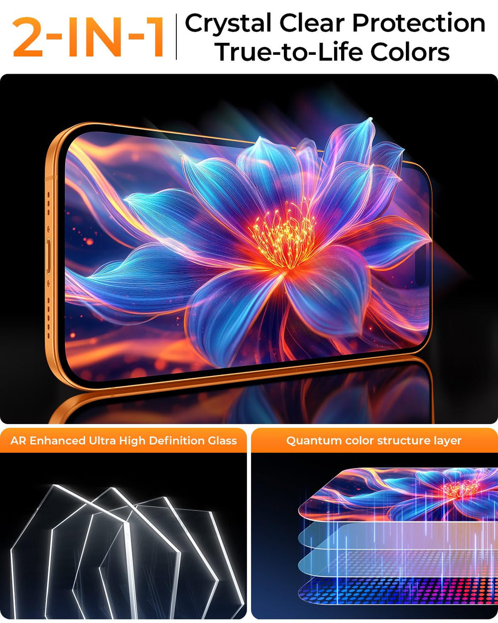 MRGLAS comparación de tamaño con iPhone 17 Pro, ajuste 1:1 exacto