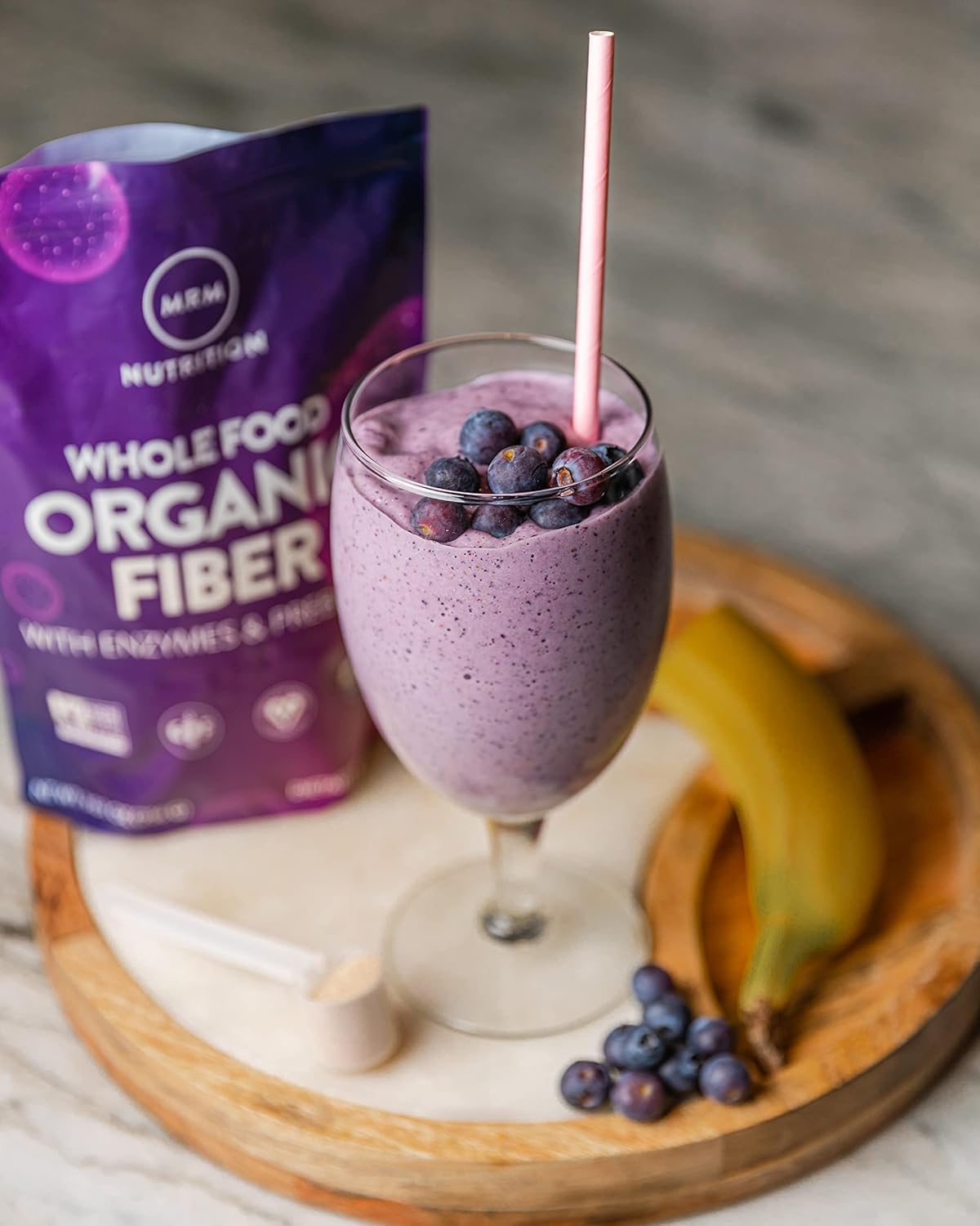 MRM etiqueta nutricional en primer plano, evidencia ingredientes orgánicos y sin gluten