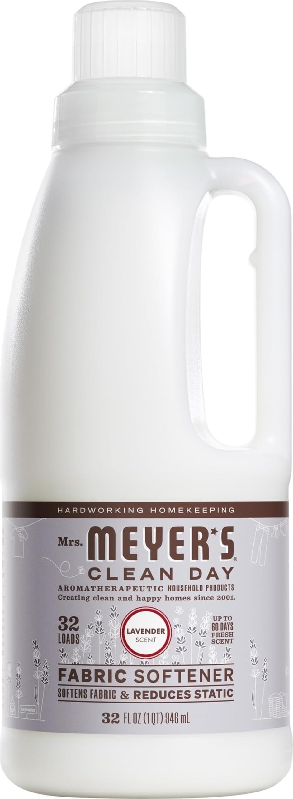 Mrs. MEYER'S envase frontal lavanda mostrando aroma floral y suavidad