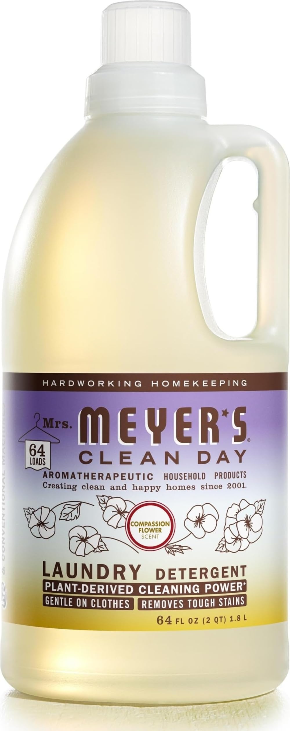 Mrs. MEYER'S botella frontal Compassion Flower mostrando diseño y volumen