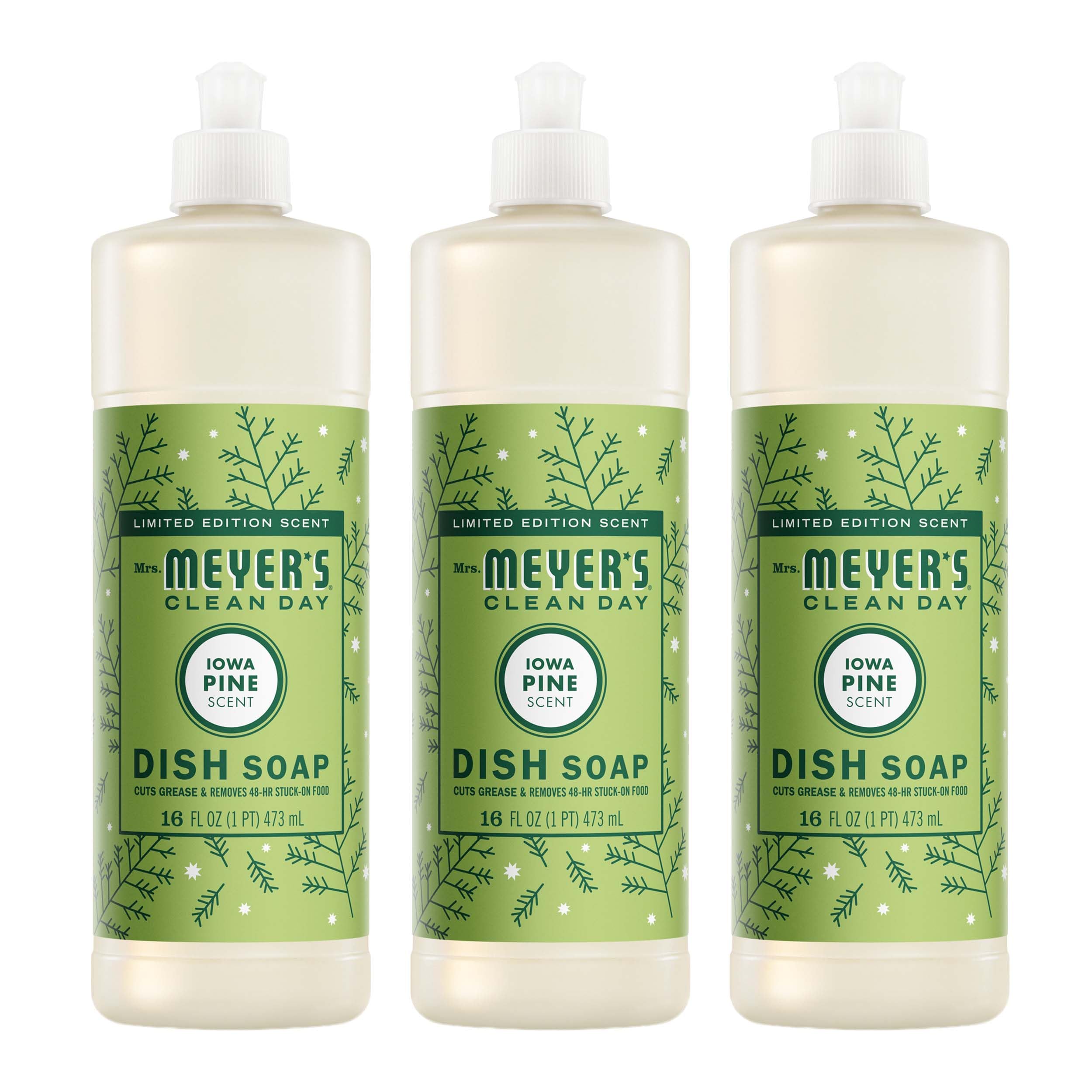 MRS. MEYER'S botella frontal Iowa Pine mostrando diseño y volumen