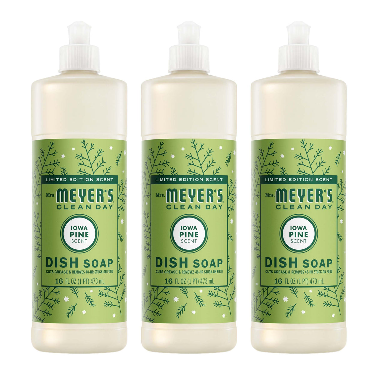 MRS. MEYER'S botella frontal Iowa Pine mostrando diseño y volumen