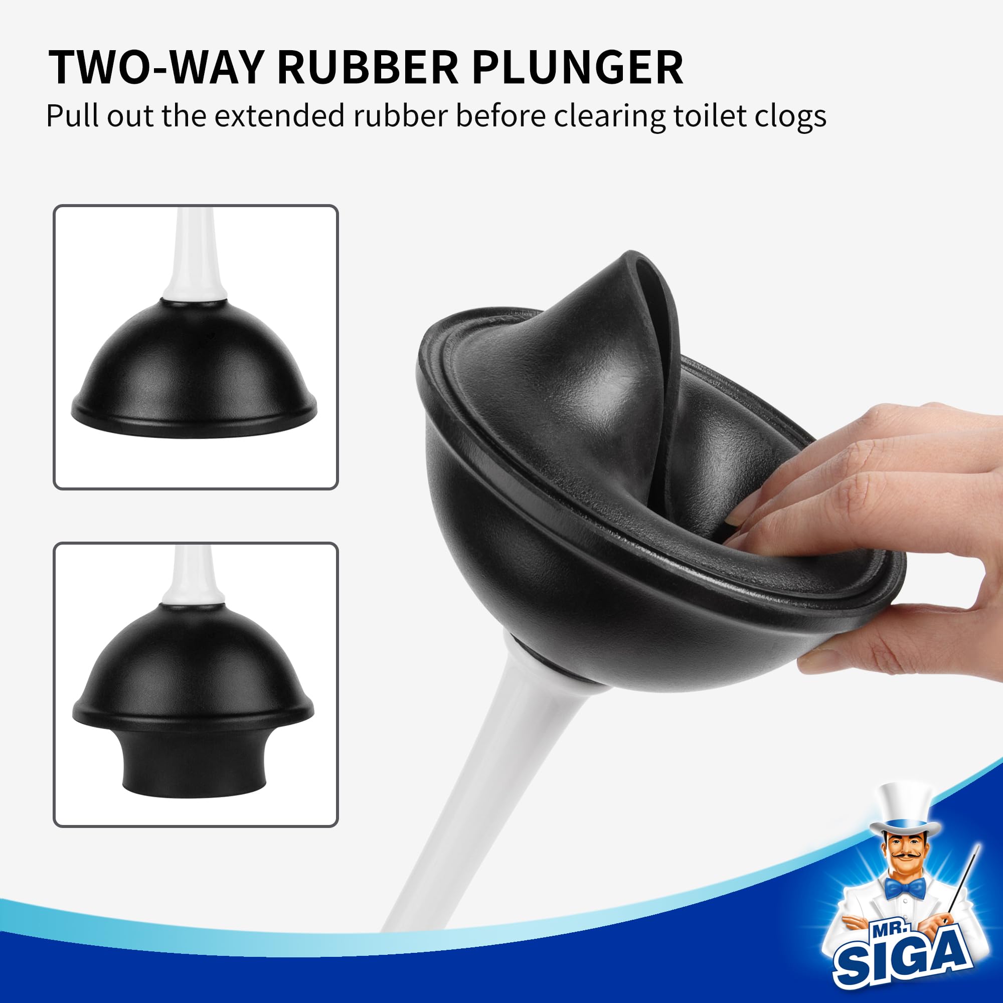 MR.SIGA primer plano de la copa de goma robusta, succión potente