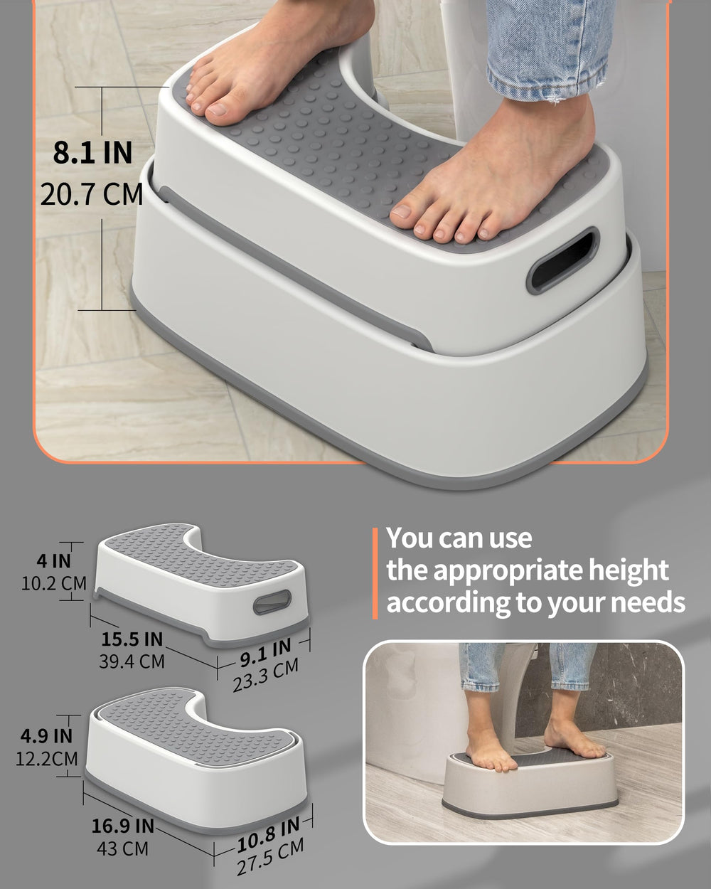 MR.SIGA close-up of textured anti-slip top surface for secure foot placement