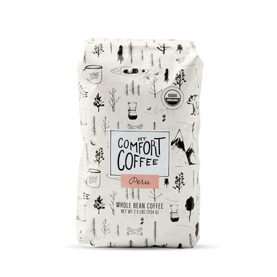Mt. Comfort Coffee front 2.5 lb bag showing packaging and freshness benefit