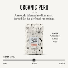 Mt. Comfort Coffee label close-up highlighting origin and roast clarity