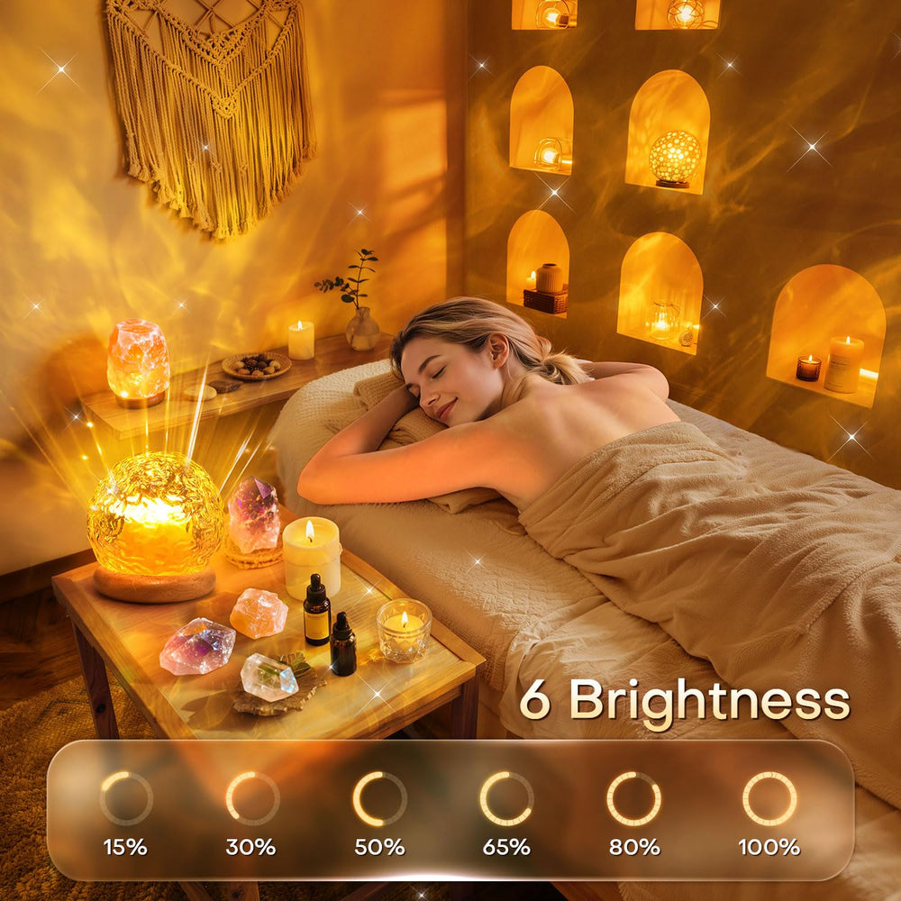 Mubarek projection on ceiling displaying aurora effect, creates calming atmosphere