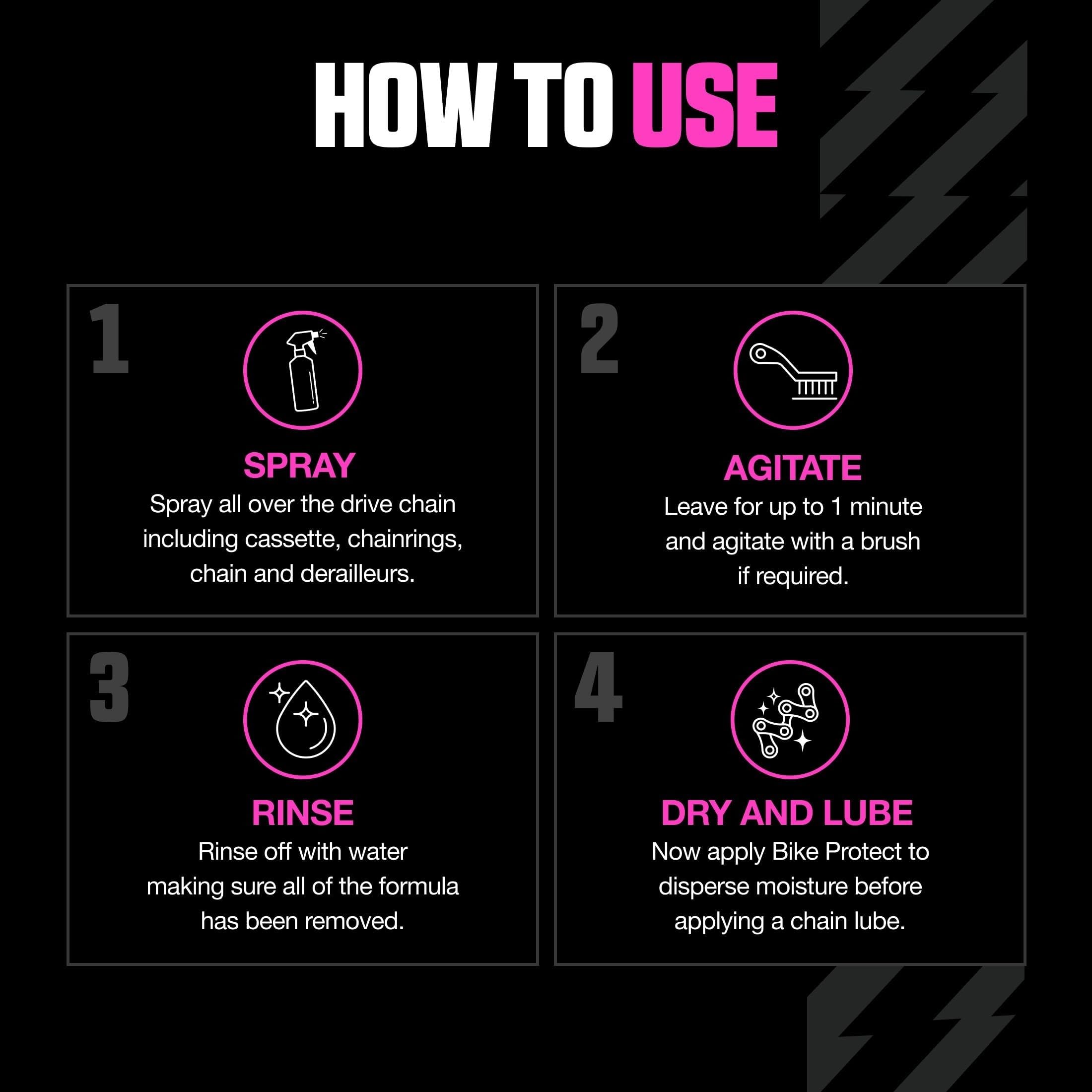 Muc-Off envase 500 ml en mano para escala y uso fácil en ruta