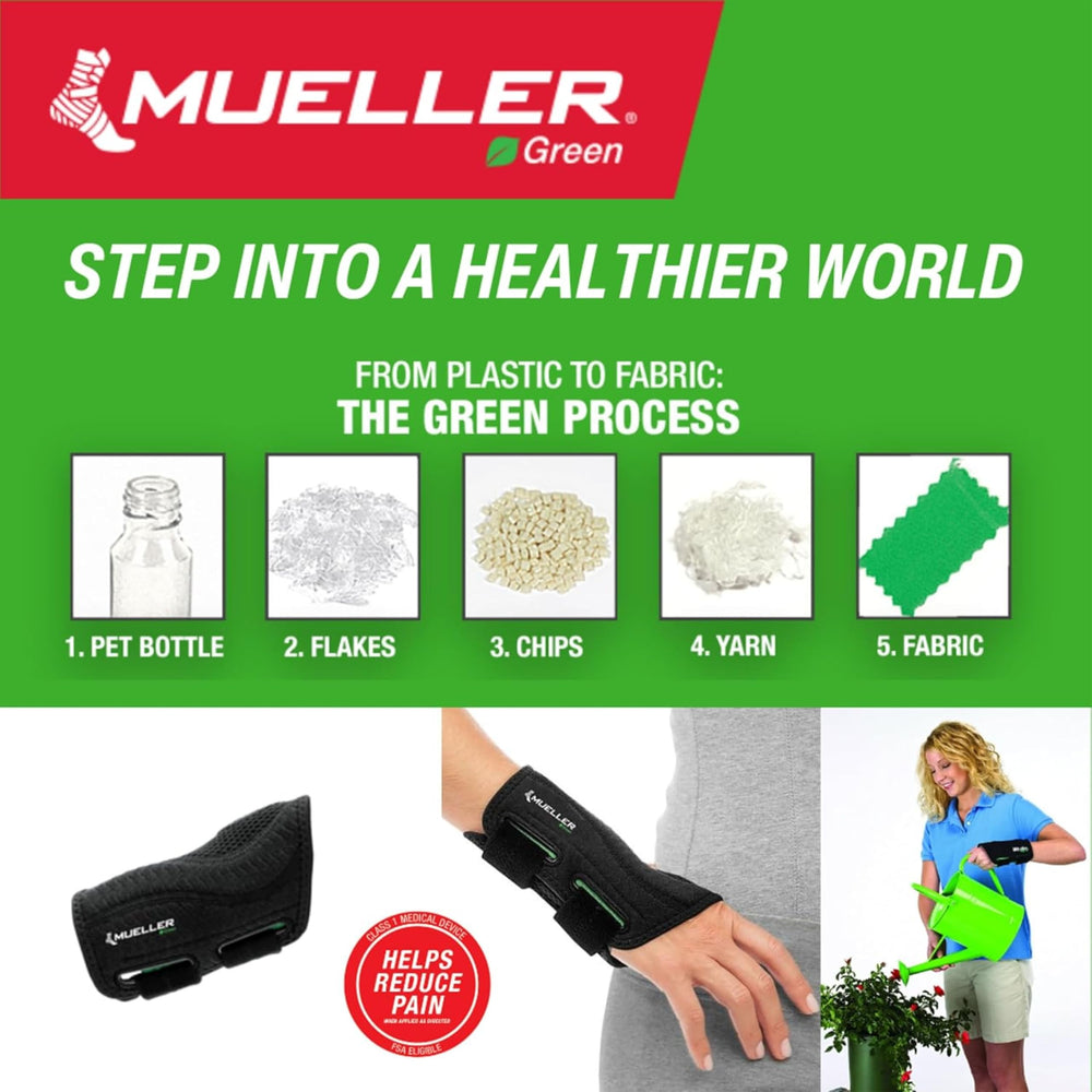 MUELLER empaque en negro mostrando diseño y talla del producto