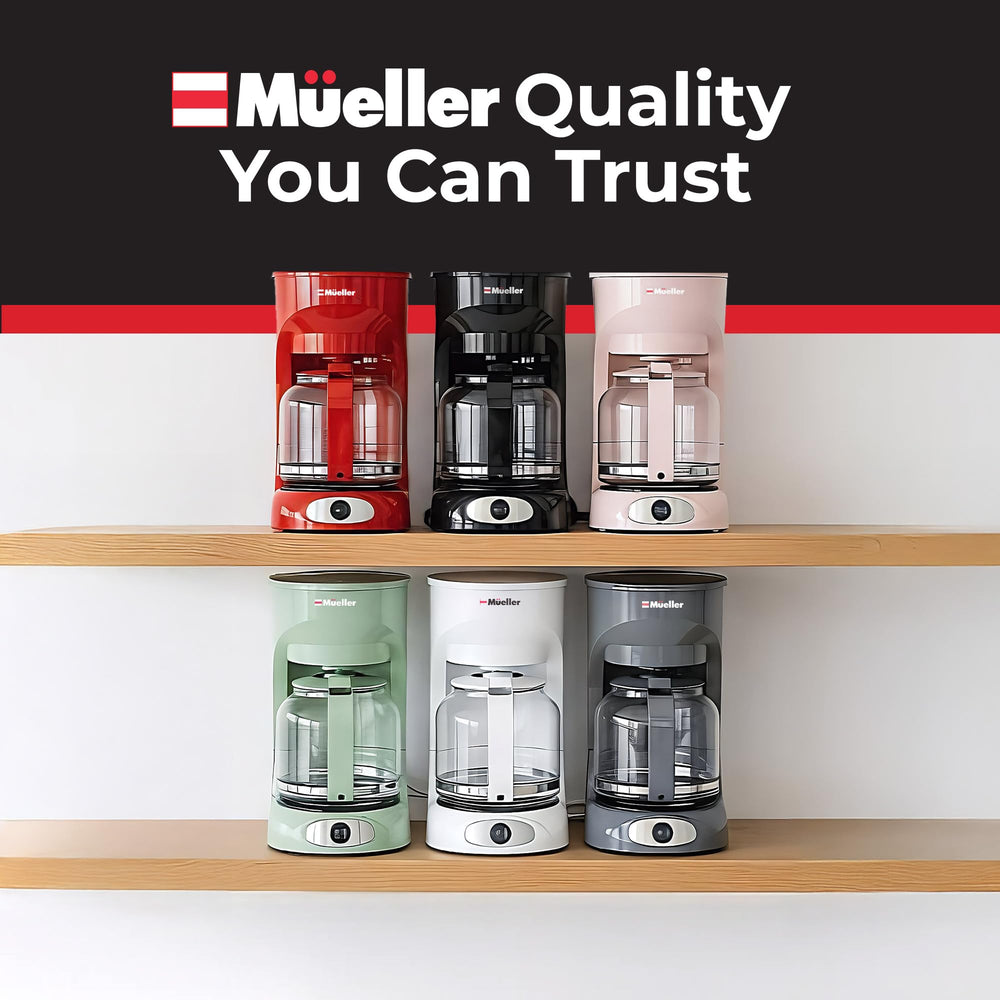 MUELLER HOME coffee maker on kitchen counter, ideal for gatherings