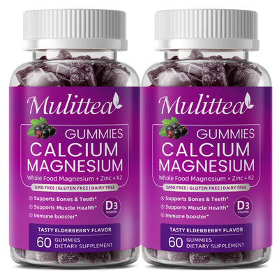 Mulittea front packaging showing vegan calcium gummies and benefits