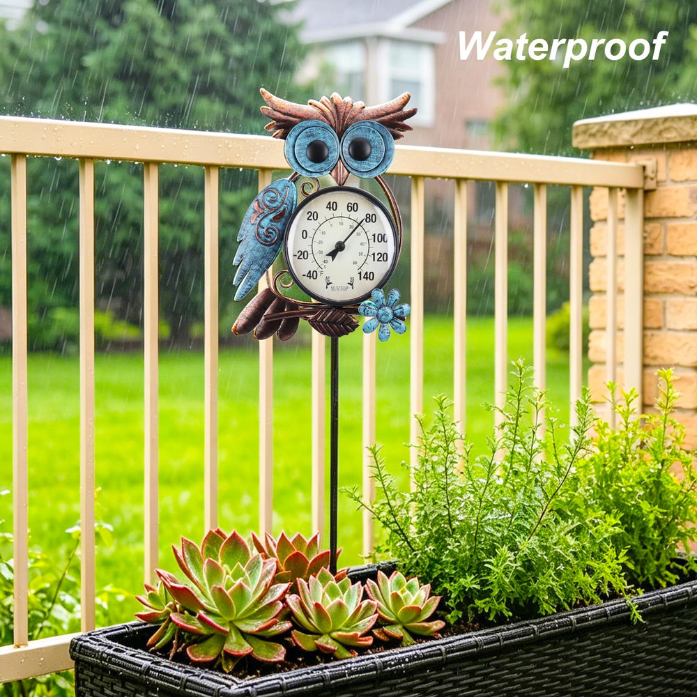 MUMTOP colocado en jardín, añade decoración y mide temperatura fiable