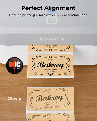 MUNBYN next to envelope showing compact size and space-saving benefit