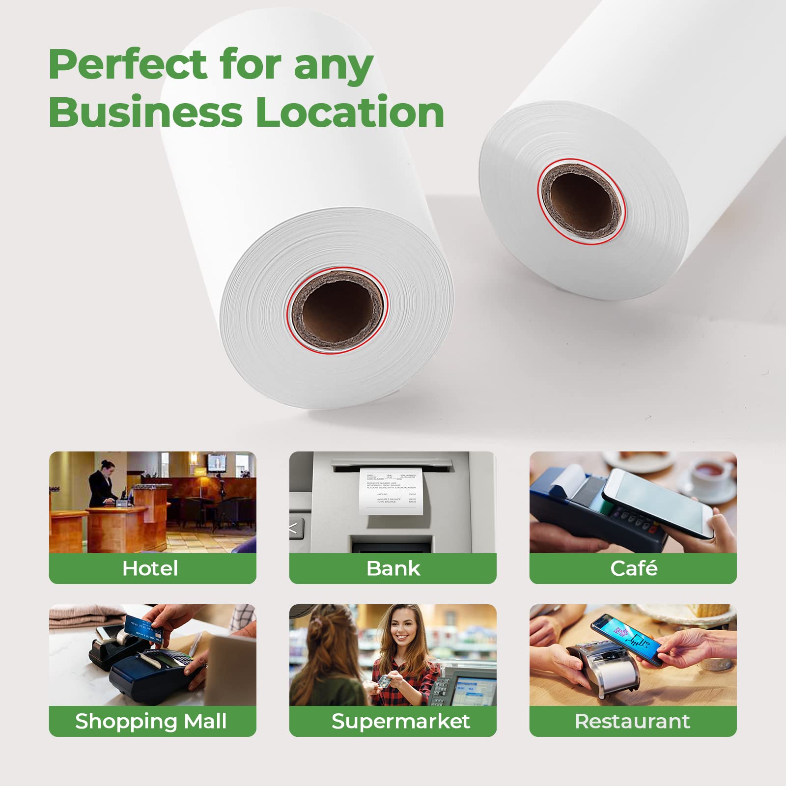 MUNBYN rollo usado en cafetería para impresión de tickets al instante