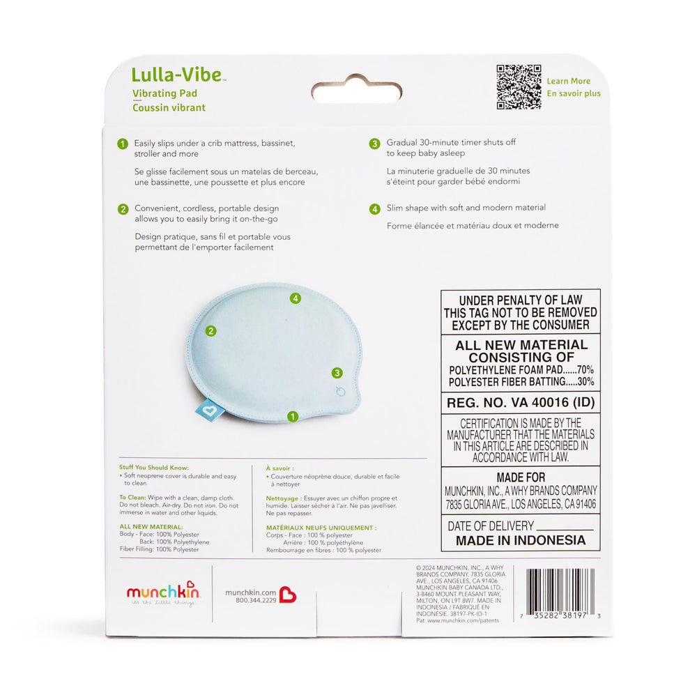 Munchkin Lulla-Vibe con cable USB-C incluido para recarga práctica