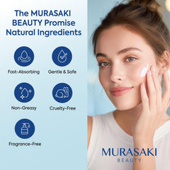 MURASAKI BEAUTY textura cremosa en primer plano hidratación profunda sin sensación grasosa