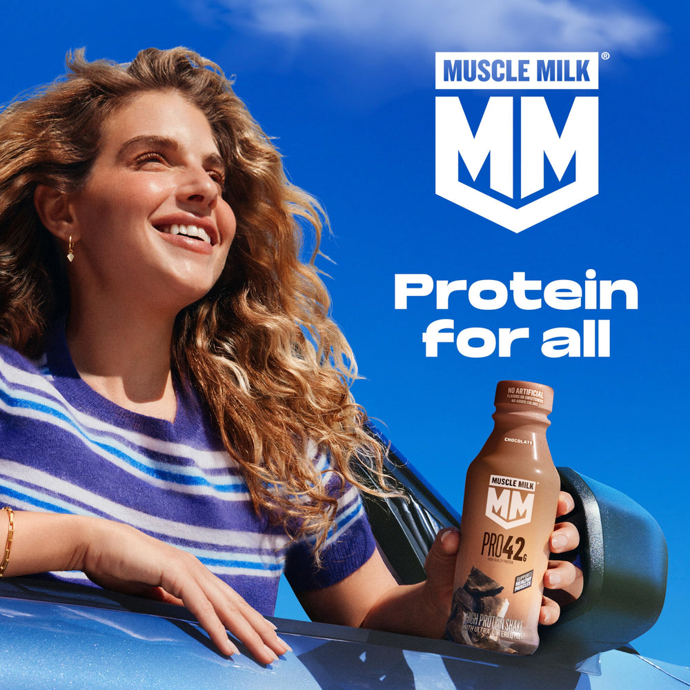 Muscle Milk etiqueta con ingredientes y nutrientes destacando contenido proteico