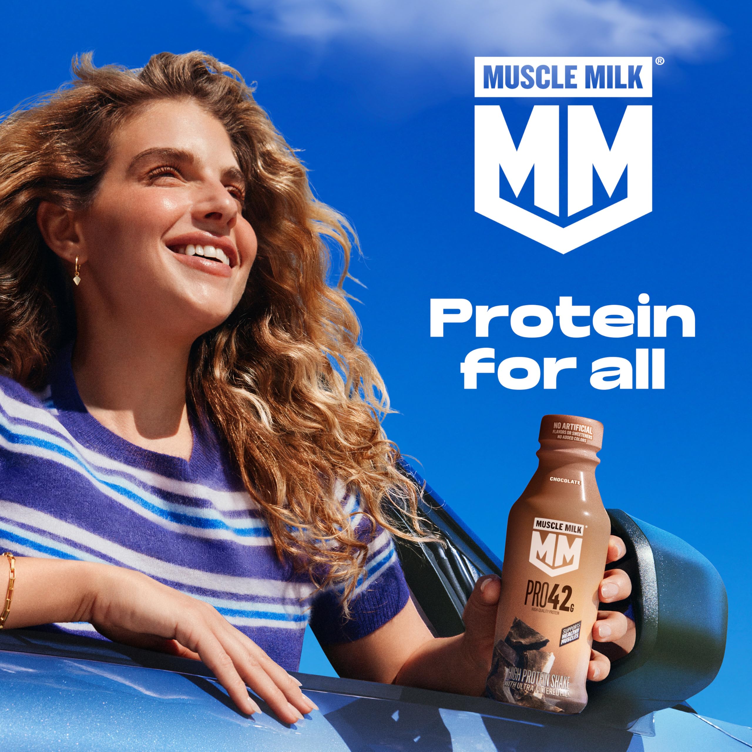 Muscle Milk etiqueta nutricional que muestra 26 g de proteína y vitaminas clave