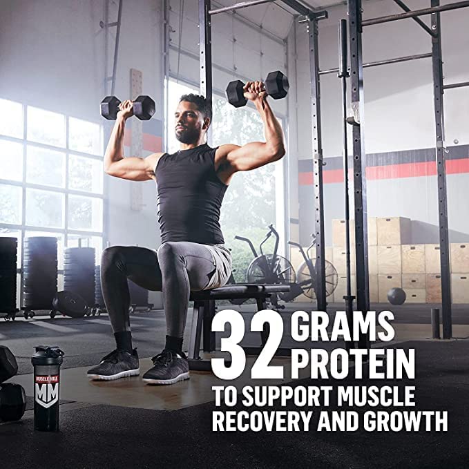 Muscle Milk polvo textura en primer plano, fácil disolución y mezcla homogénea