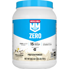 Muscle Milk envase frontal Vainilla mostrando el tamaño y datos clave