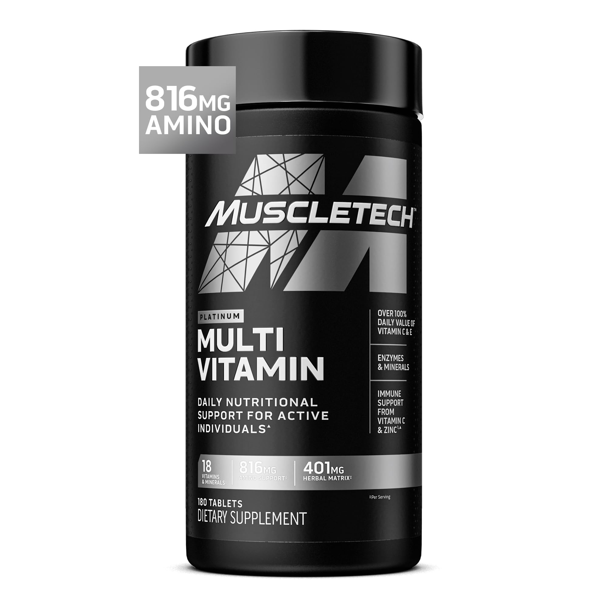 MuscleTech envase frontal mostrando 180 tabletas y beneficio de suministro para 60 días