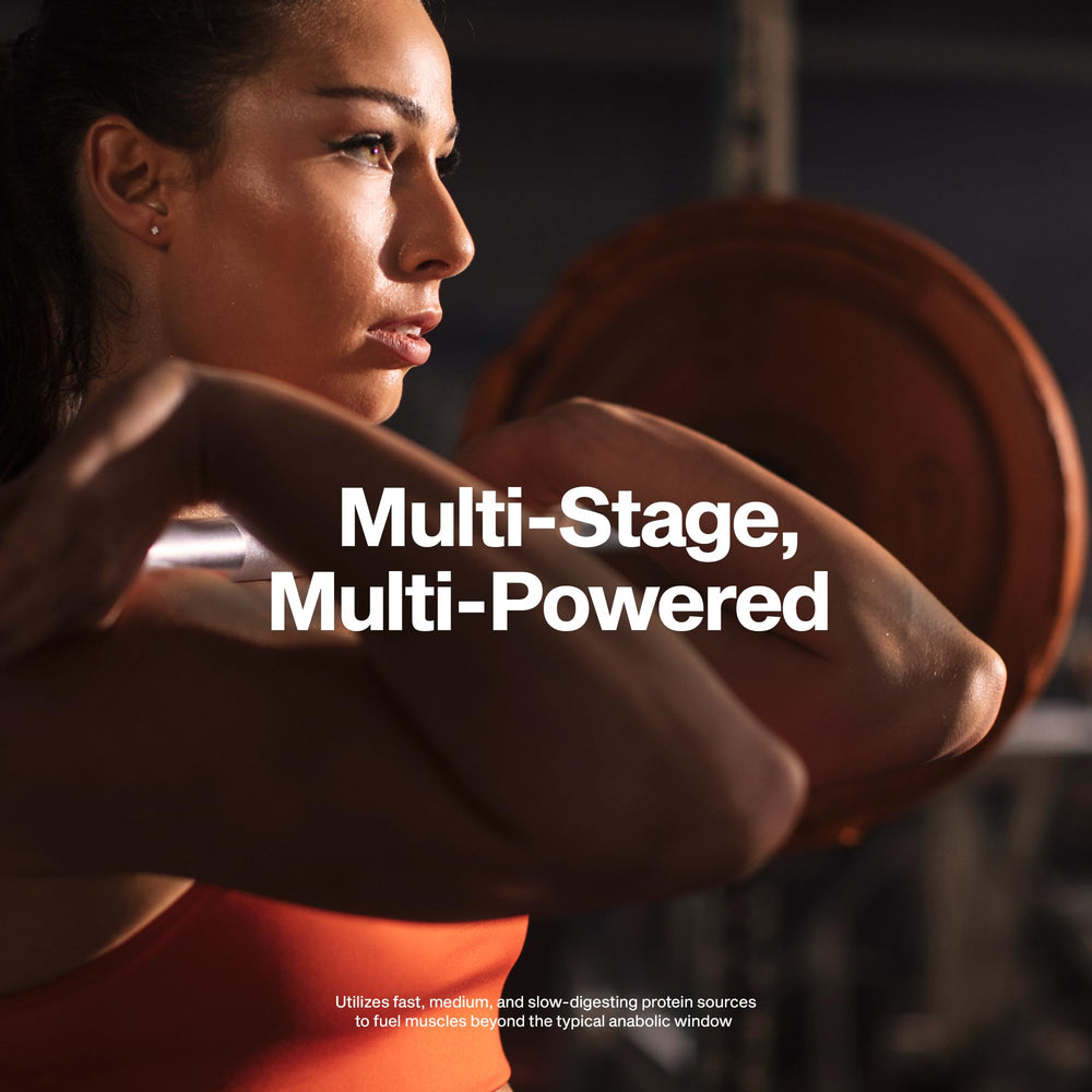 Polvo Muscletech Platinum detalle de textura fácil de mezclar y sabor
