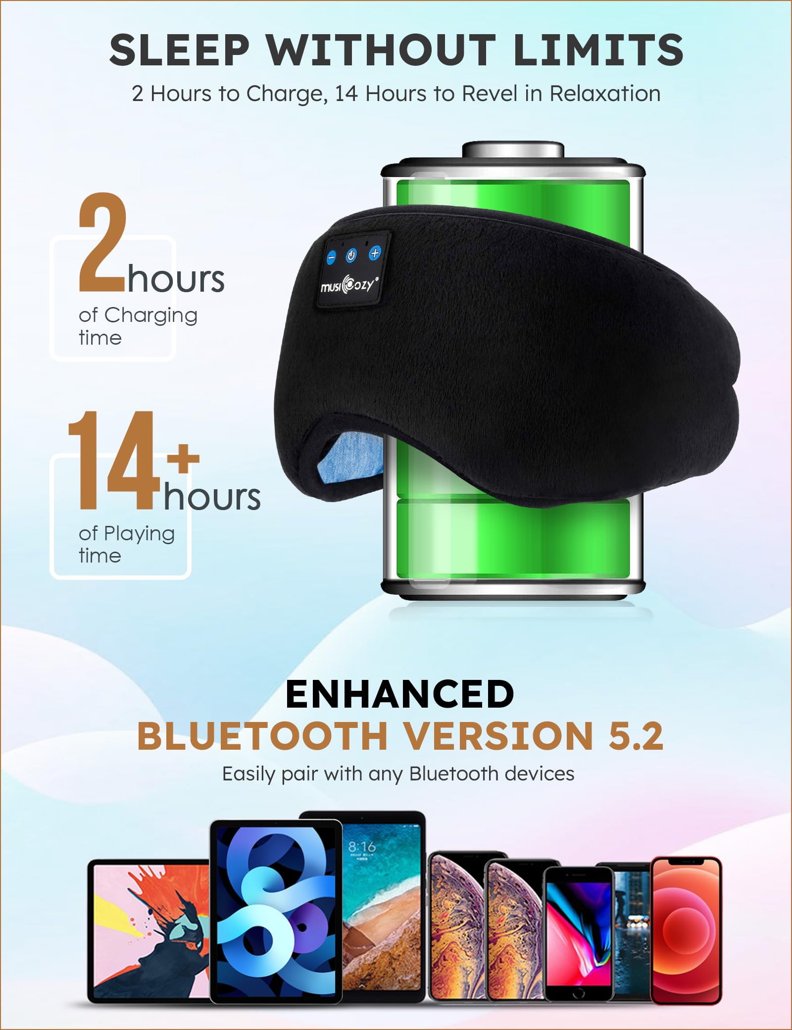 MUSICOZY speaker detail highlighting thin HD speakers for clear audio benefit