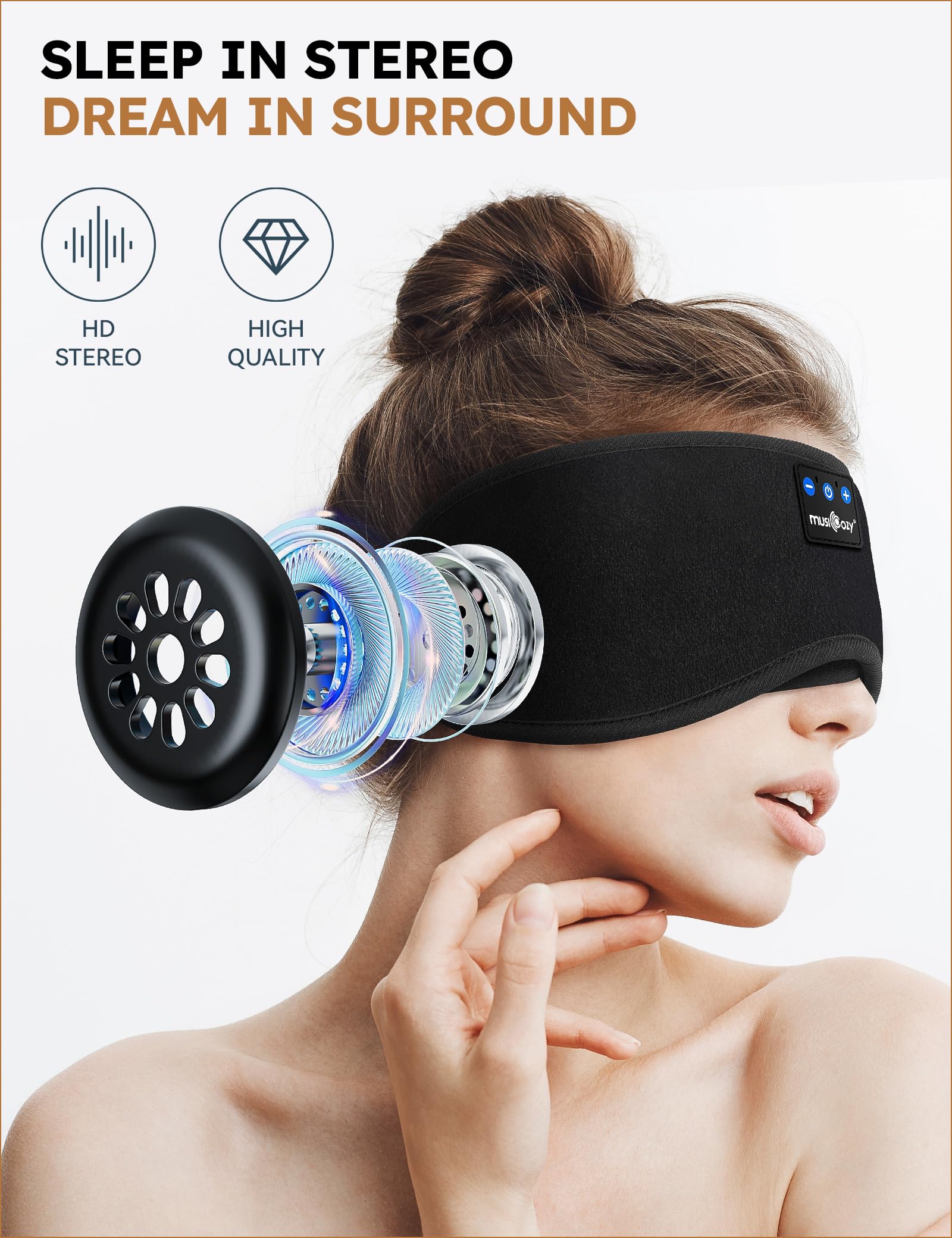 MUSICOZY strap and Velcro showing adjustable fit and secure placement benefit