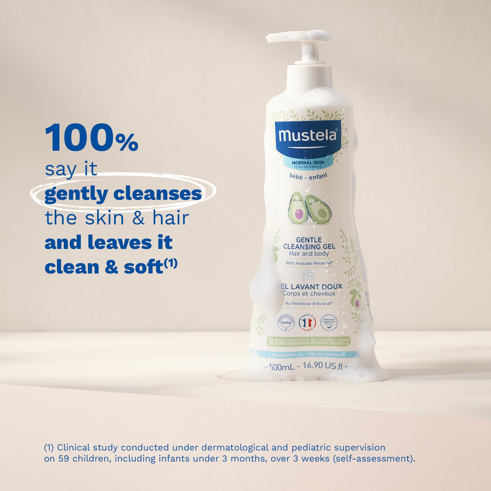 Mustela textura del gel con espuma ligera que hidrata sin resecar
