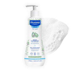 Mustela envase frontal mostrando diseño y beneficio limpieza suave