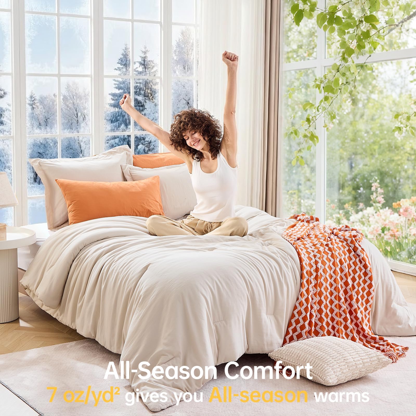 MUXHOMO conjunto en cama completa queen, aspecto acogedor y ordenado