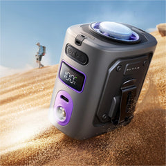 MUXNW clip-on waist fan front view showing airflow and clip benefits