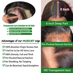 MUZOJET close-up of body wave texture showing soft, tangle-free natural luster