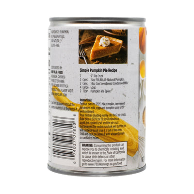 MW Polar label detail highlighting "100% pumpkin" and BPA-free benefit