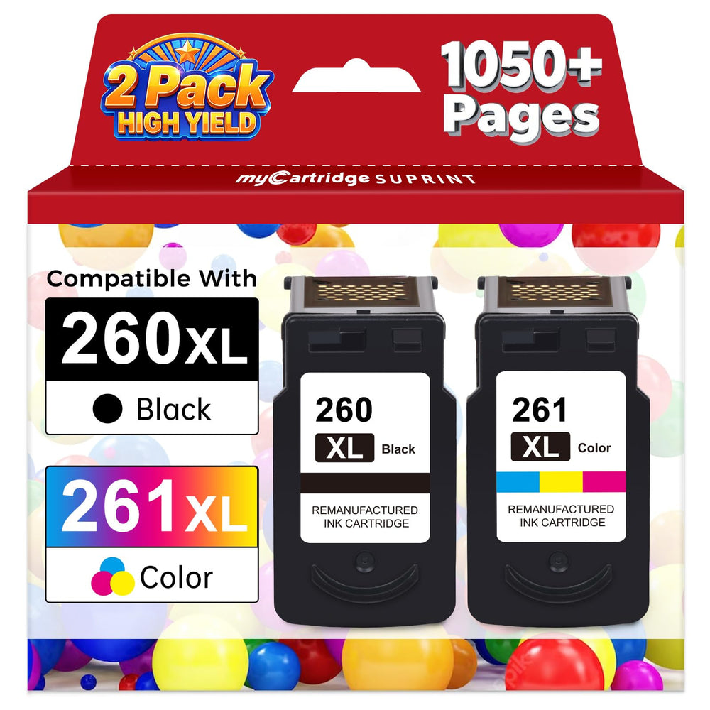 myCartridge SUPRINT front packaging showing included black and color cartridges and benefits