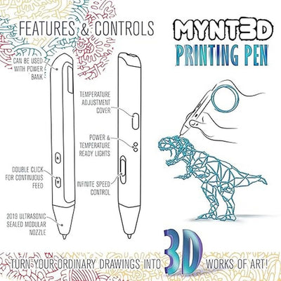 MYNT3D Super 3D Pen en uso formando una figura 3D con control preciso y líneas limpias