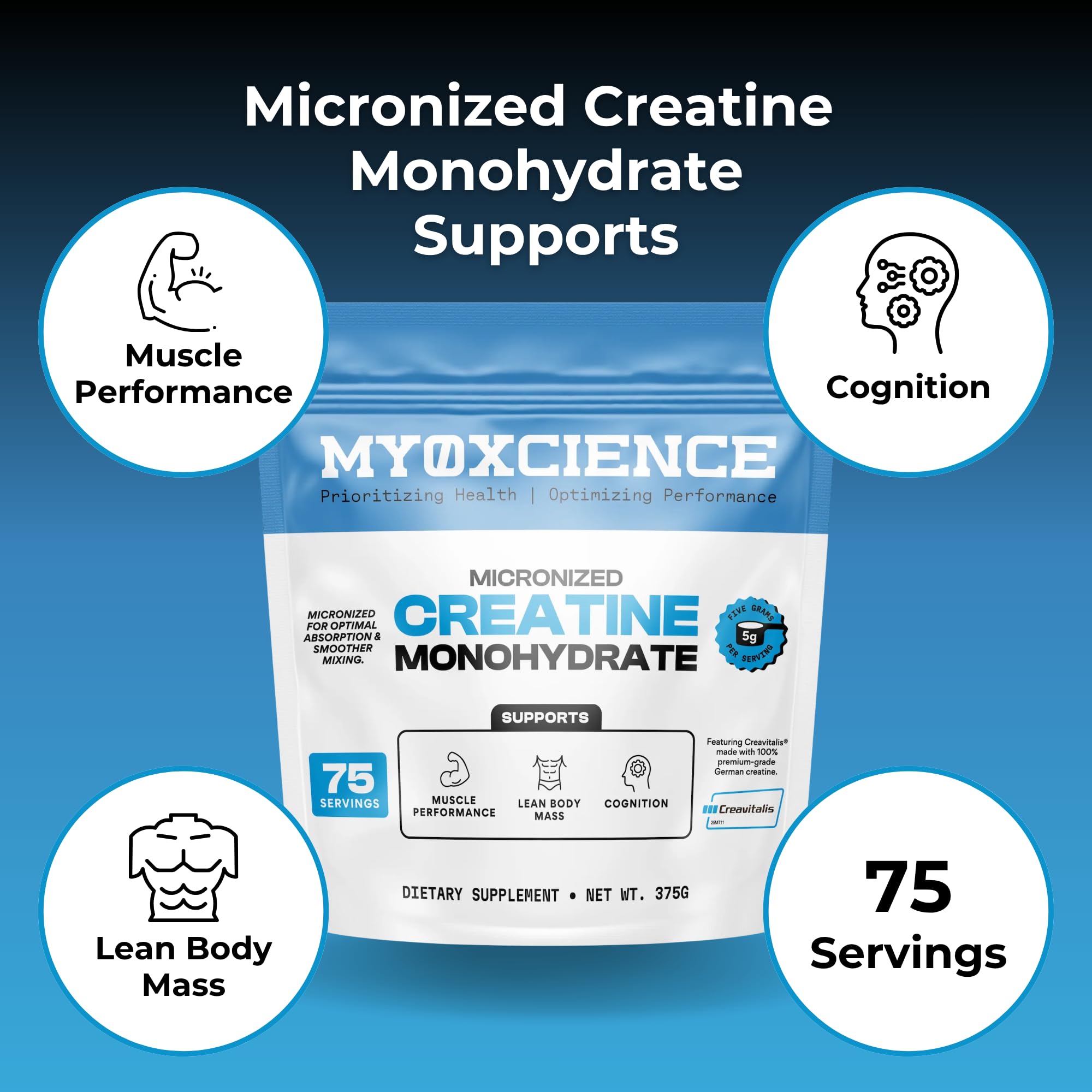 MYOXCIENCE etiqueta del producto con información de pureza