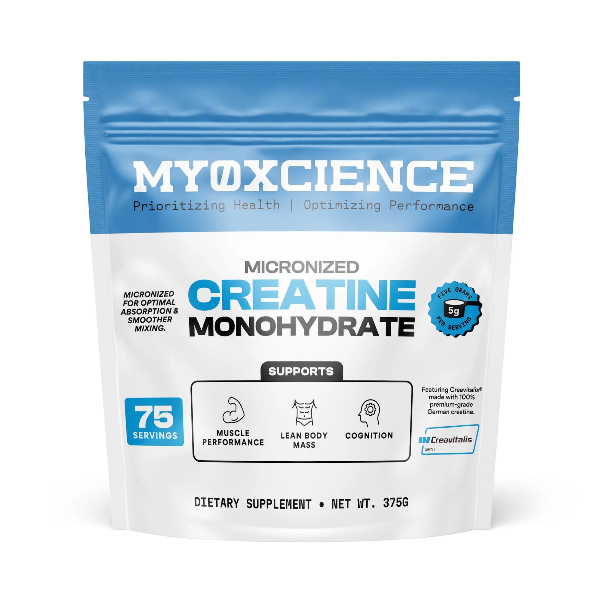 MYOXCIENCE envase frontal mostrando marca y pureza Creavitalis