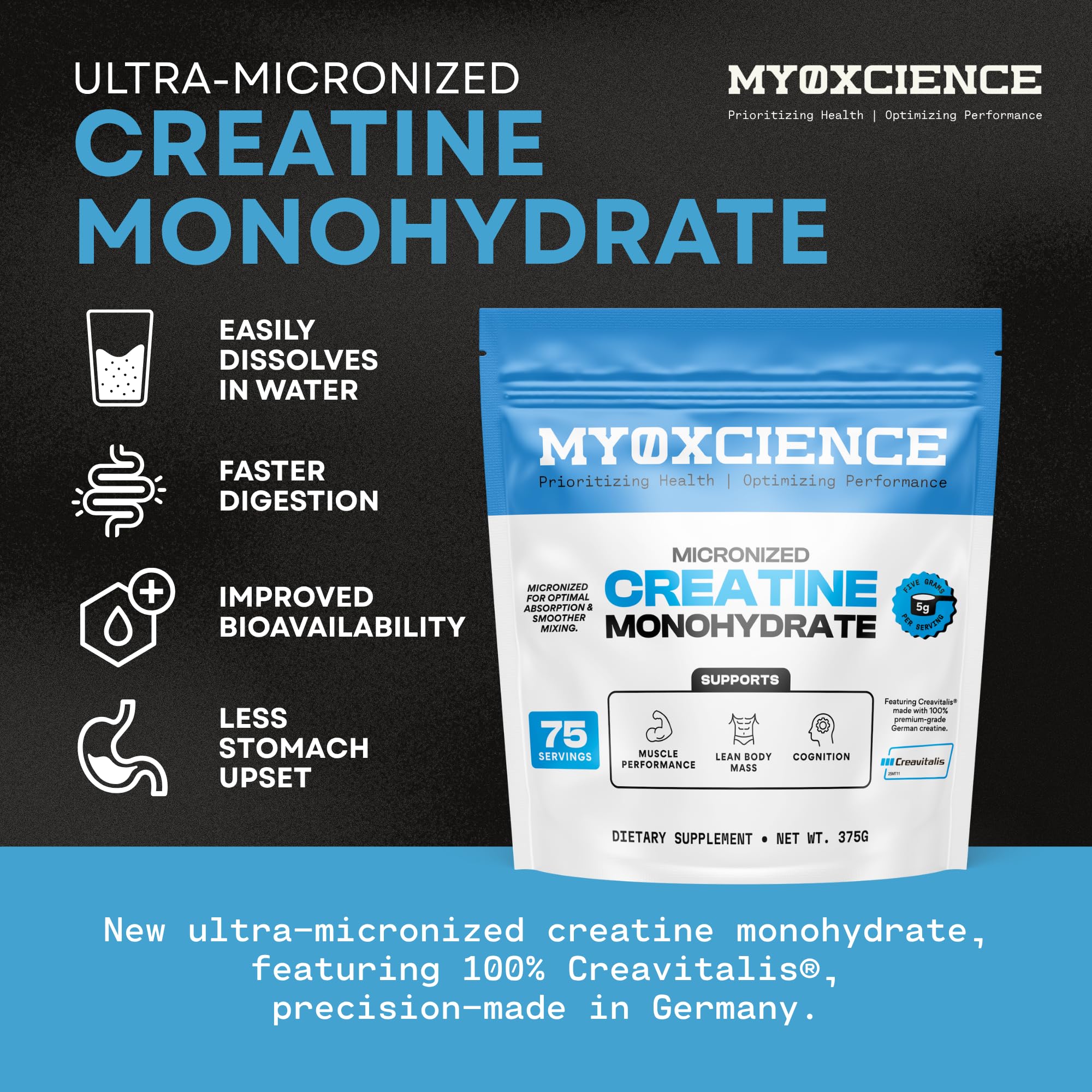 MYOXCIENCE polvo micronizado en primer plano con textura fina
