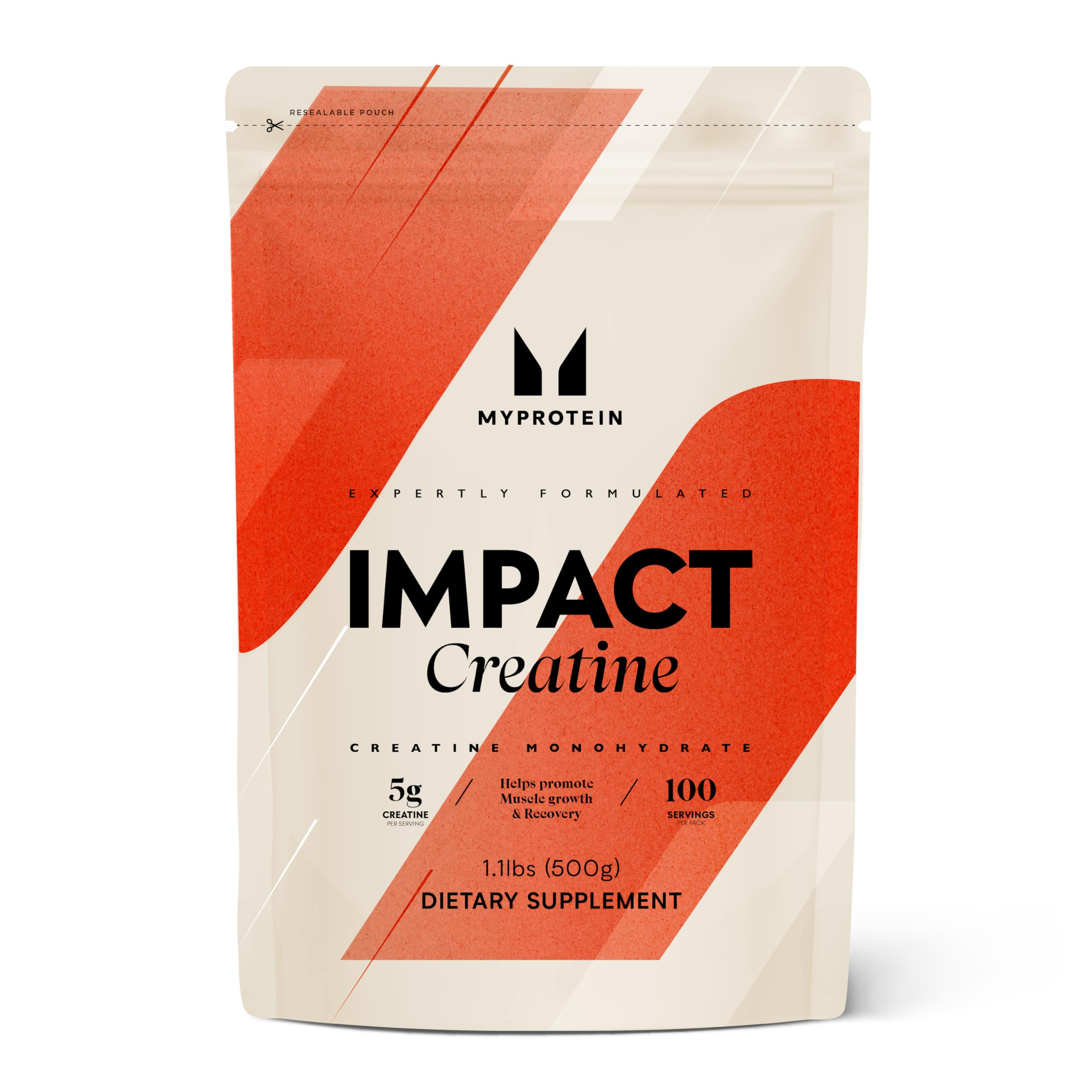 Myprotein envase frontal mostrando creatina pura y cantidad