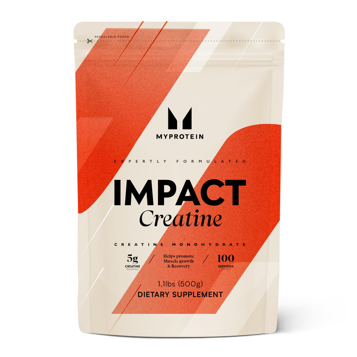 Myprotein envase frontal mostrando creatina pura y cantidad