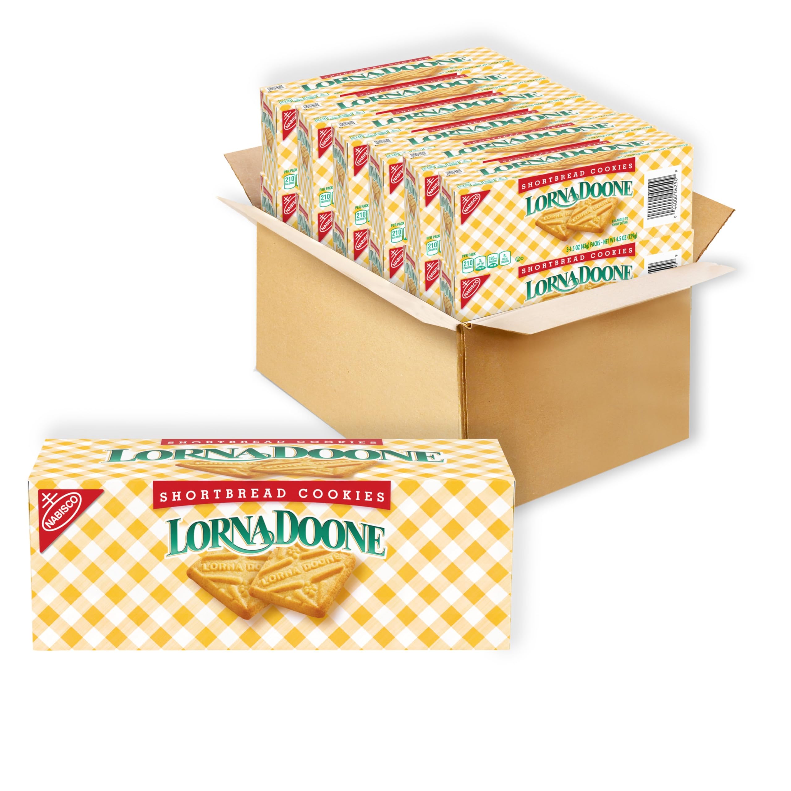NABISCO Lorna Doone frente del empaque mostrando cantidad y practicidad